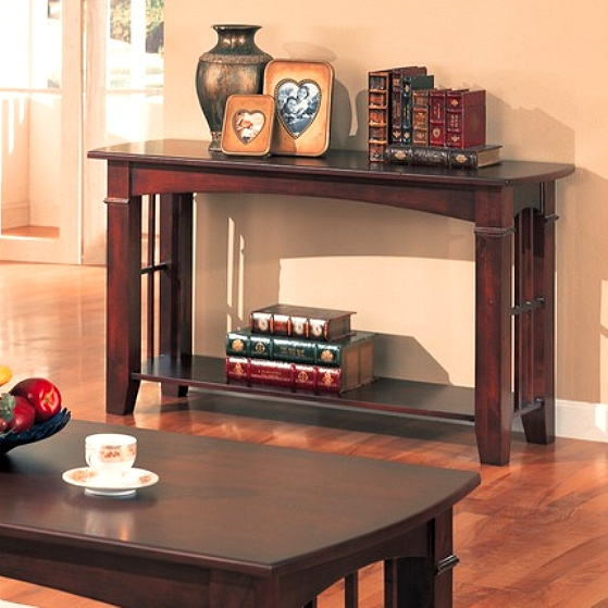 Dark Cherry Mission Craftsman Sofa Console Table